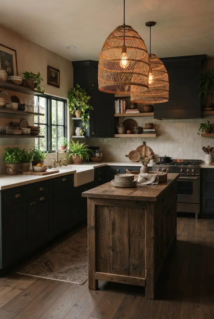 34 Dark Boho Kitchen Ideas for a Rich Moody Vintage Style